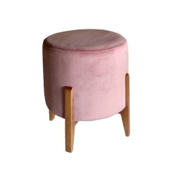 Puff Redondo Luxo Várias Cores Pés Cor Mel - 0136 Rosa - 1