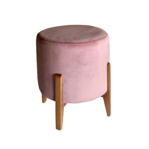 Puff Redondo Luxo Várias Cores Pés Cor Mel - 0136 Rosa