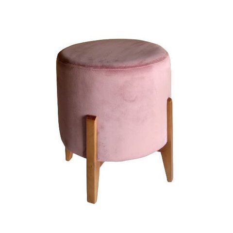 Puff Redondo Luxo Várias Cores Pés Cor Mel - 0136 Rosa