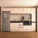Ver imagem 1 de Cozinha Koya 6 Peças 316,8x214cm Armários Aéreos Paneleiro Balcões com Rodapé Creme 250038