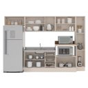 Ver imagem 4 de Cozinha Koya 6 Peças 316,8x214cm Armários Aéreos Paneleiro Balcões com Rodapé Creme 250038