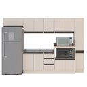 Ver imagem 2 de Cozinha Koya 6 Peças 316,8x214cm Armários Aéreos Paneleiro Balcões com Rodapé Creme 250038