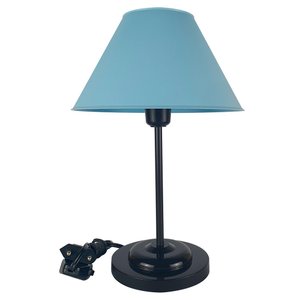 Abajur Slim Black´n Sky Luminária de Mesa Fino Quarto Sala – Base Preto Cúpula Azul