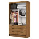 Ver imagem 2 de Guarda-roupa Solteiro Napolli 2 Portas 6 Gavetas Freijo - Pnr Móveis