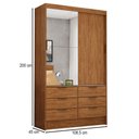 Ver imagem 4 de Guarda-roupa Solteiro Napolli 2 Portas 6 Gavetas Freijo - Pnr Móveis