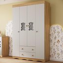 Ver imagem 1 de Guarda-roupa Infantil 122cm com Vidro 4 Portas e 2 Gavetas Doçura Multimóveis Mp4493 Madeirado/off