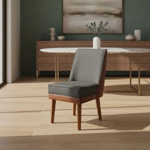 Kit 6 Cadeiras Virgínia Linho Grafite Courissimo Nozes Linho Nozes Grafite