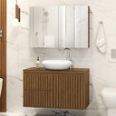 Ver imagem 1 de Gabinete Ripado 80 Cm C/ Cuba e Espelheira - Freijó (vai Montado)