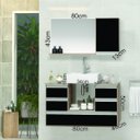 Ver imagem 2 de Conjunto Gabinete Banheiro POLO 80cm Madeirado/Preto- Gabinete + Cuba + Espelheira + Tampo Vidro