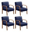 Ver imagem 1 de Kit 04 Poltronas Cadeiras Decorativas Anita Para Sala Mesa De Jantar Recepção - Suede Azul Marinho