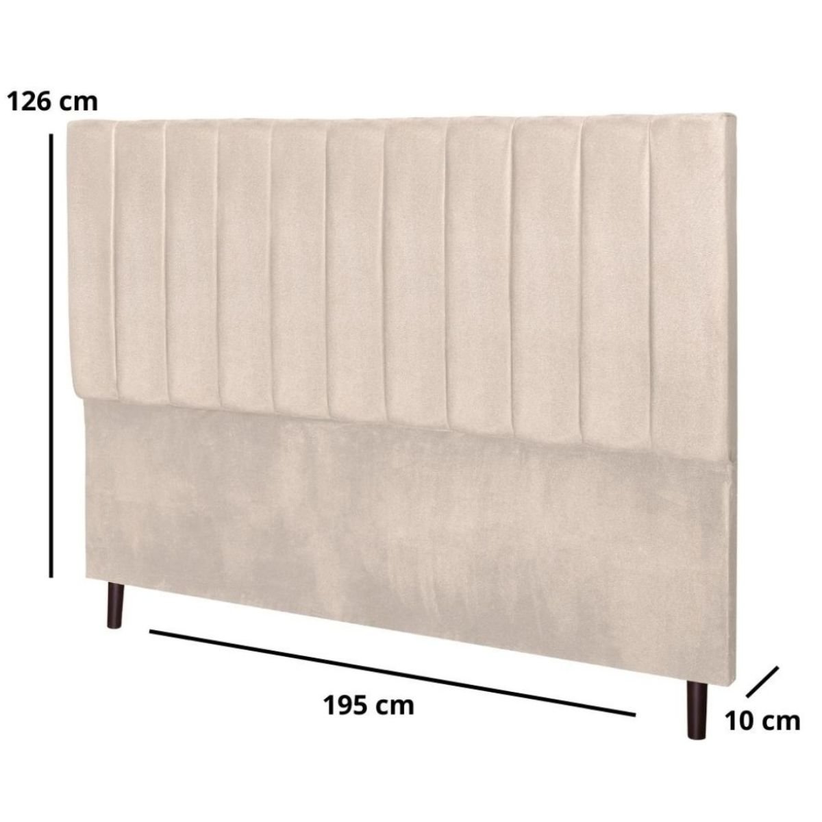 Cabeceira Estofada Cama Box King 195 cm Chiara Suede Bege - 3