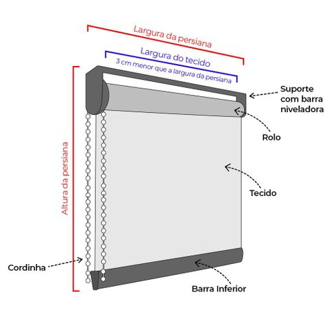 Persiana Rolô Blackout Texturizada - ( Largura 140 X Altura 250cm )