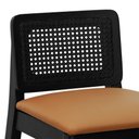 Ver mais imagens de Banqueta Média Gabi Madeira Maciça Telinha - Preto Assento Estofado Corano Caramelo