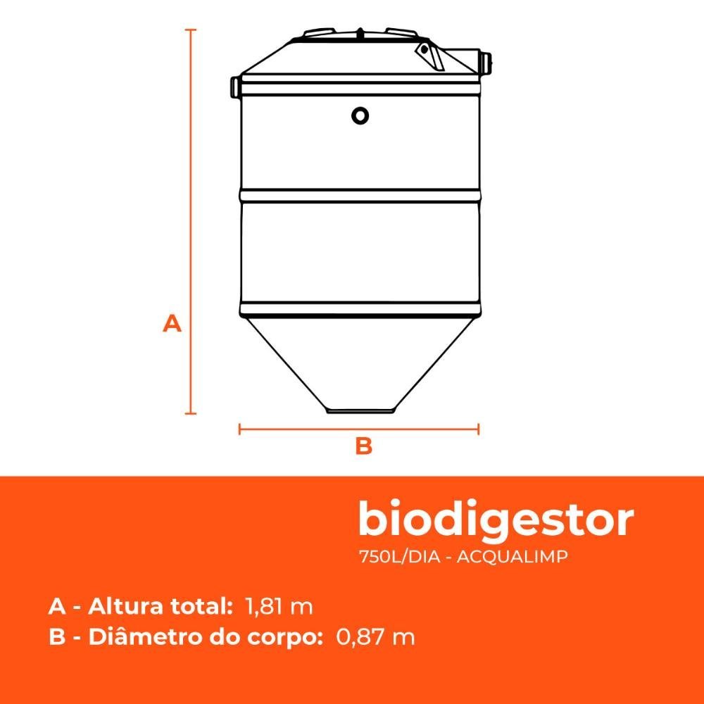Kit Fossa Séptica Biodigestor 750l/dia e Leito de Secagem Acqualimp - 3
