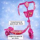 Ver imagem 4 de Patinete Infantil 3 Rodas com Led, Música, Cestinha – Regulável | Brinquedo Criança Rosa