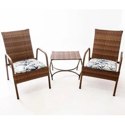 Kit 2 Cadeiras De Área E Mesa De Centro Junco Fibra Sintetic - 2