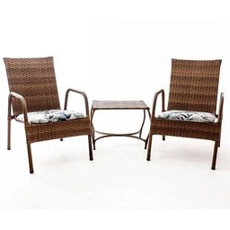 Kit 2 Cadeiras De Área E Mesa De Centro Junco Fibra Sintetic - 1