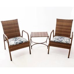 Kit 2 Cadeiras De Área E Mesa De Centro Junco Fibra Sintetic - 3