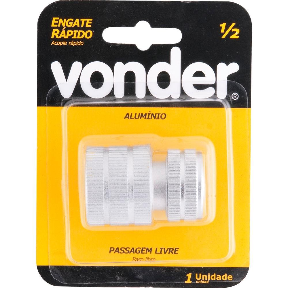 Engate rápido jardim 1/2" alumínio passagem livre - Vonder