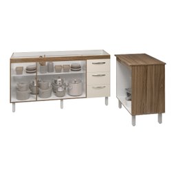 Cozinha Balcão Armário Gabinete de Pia 150 cm Deise e Balcão Jane para Microondas ou Forno Elétrico  - 4