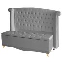 Ver imagem 2 de Kit de Quarto Cabeceira de Cama Box e Calçadeira Baú Toquio Casal Queen 160 Cm Suede Prata Eli Móvei