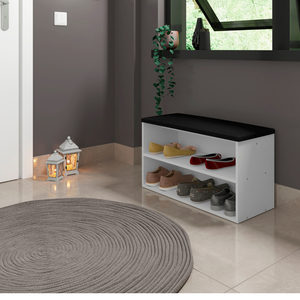 Banco Sapateira Versátil Estofado Suede 2 Praleitas Taiti