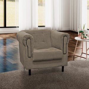 Poltrona Cadeira Olivia Para Sala de Estar Escritório Consultório Suede Capuccino - Ninho Decor