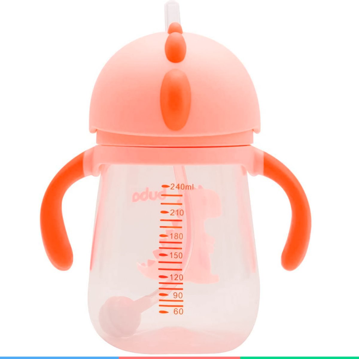 Copo Infantil com Canudo de Silicone e Alças Antivazamento 240ml Tampa ...