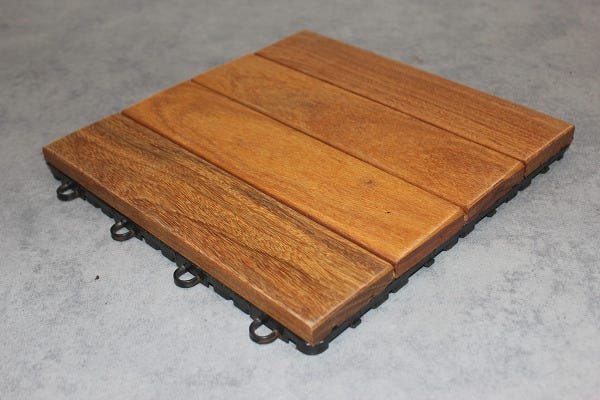 Deck de Madeira Modular 4 Ripas 30x30 Kit 24 Peças (2m²) - 4