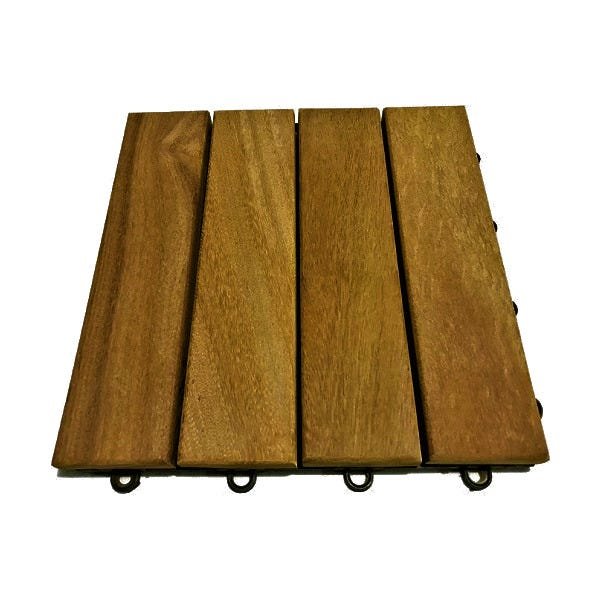 Deck de Madeira Modular 4 Ripas 30x30 Kit 24 Peças (2m²) - 1
