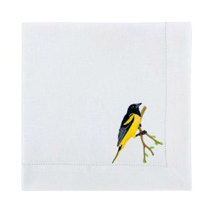 Guardanapo Linho Ponto Ajour Bordado Coleção Birds 04 - 50 x 50 cm