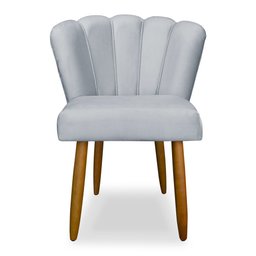 Cadeira Pétala para Penteadeira e Sala Pés Palito Veludo Cinza Wed Decor - 1