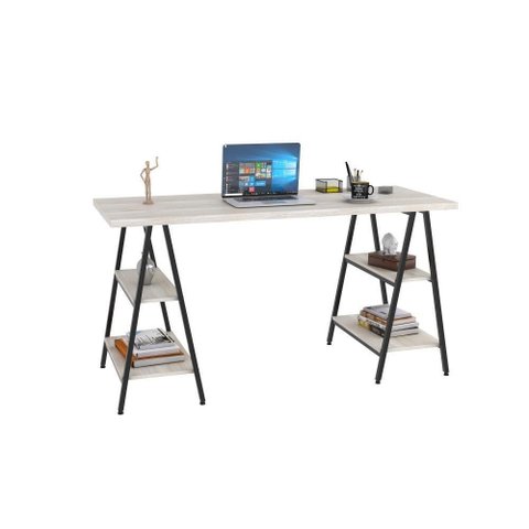 Mesa Cavalete 150X60X75Cm Snow / Est.Preta Snow / Est.Preta