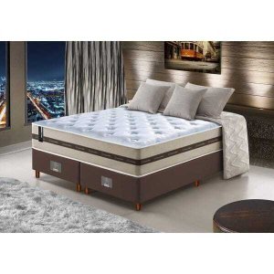 Cama Box Queen CAMA INBOX  de Molas Ensacadas Cama in Select Basic 158x198x65 Bege