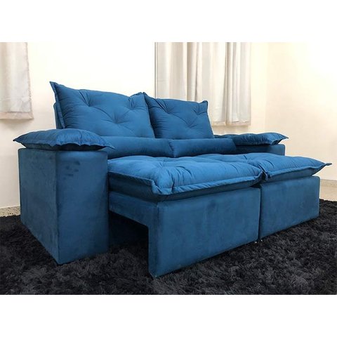 Sofá Retrátil Reclinável 2,30 m Azul 206 Athenas
