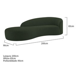 Divã Recamier Orgânico França 200cm Lado Esquerdo Linho - Amarena Moveis Cor Verde - 7