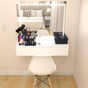 Ver imagem 4 de Penteadeira Suspensa com Gaveta 60 Cm Mdf Branco Fj Decor