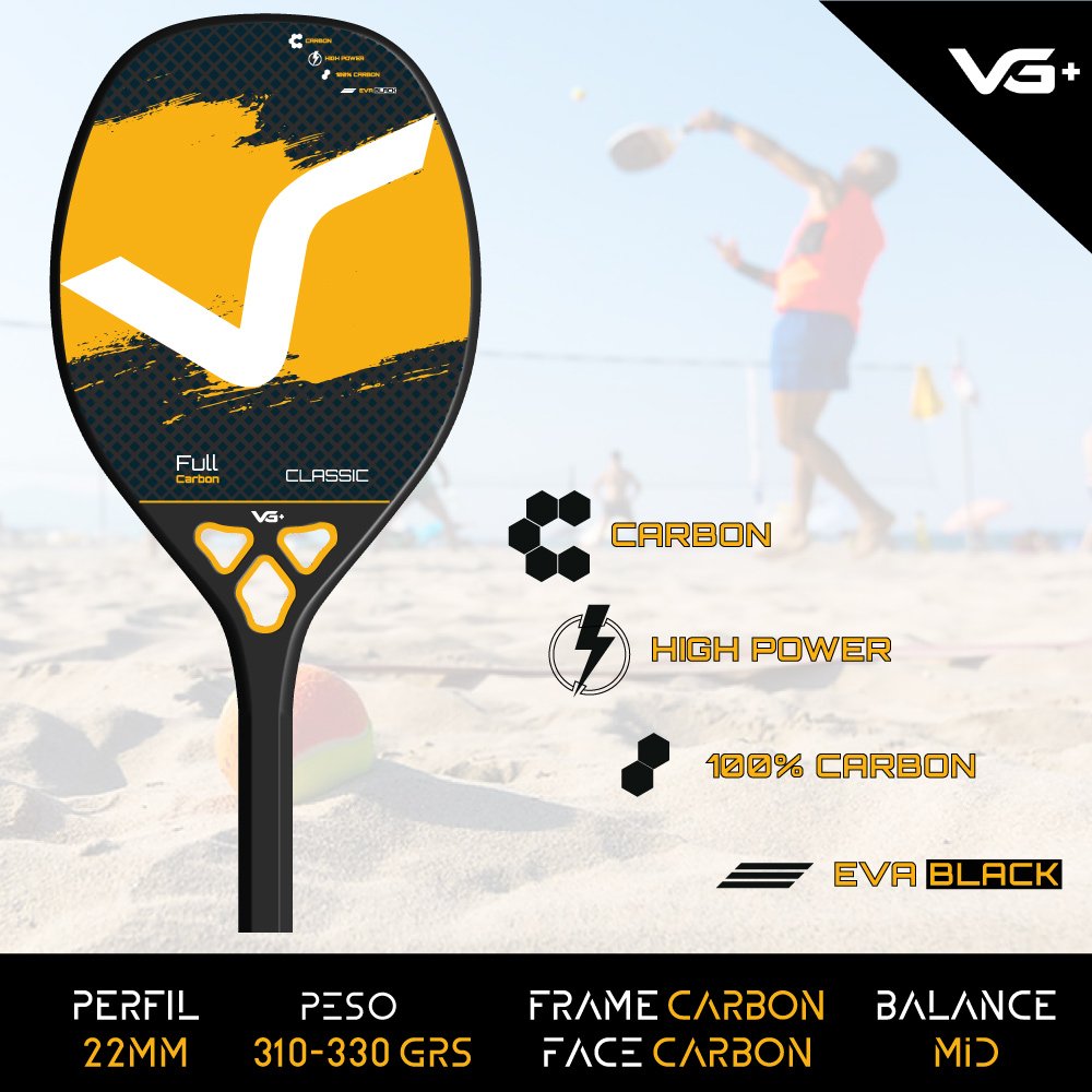 Raquete de Beach Tennis Classic Full Carbon Laranja - VG Plus - 8