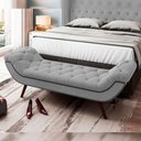 Ver imagem 3 de Kit Cabeceira Cama Box Casal 140 Cm Madrid com Puff Recamier Santorini Veludo Cinza - Lyam Decor