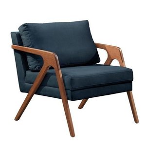 Poltrona Decorativa Mona Luxo Madeira Maciça Varias Cores:azul