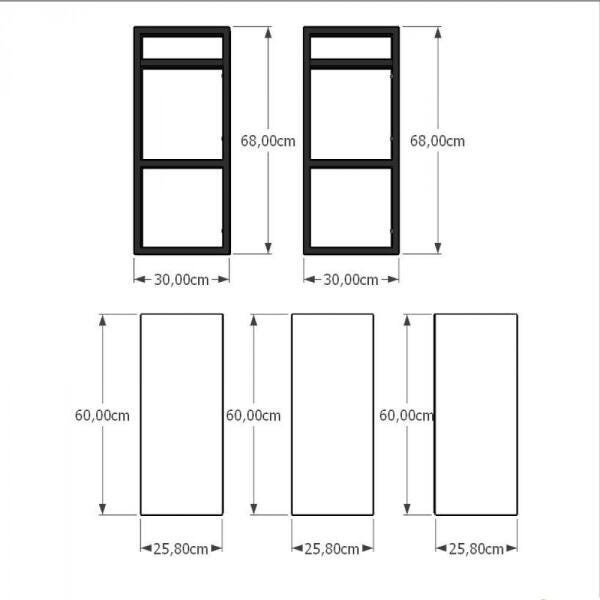 Prateleira industrial banheiro aço cor preto 60x30x68cm (C)x(L)x(A) cor mdf preto modelo ind25pb - 3