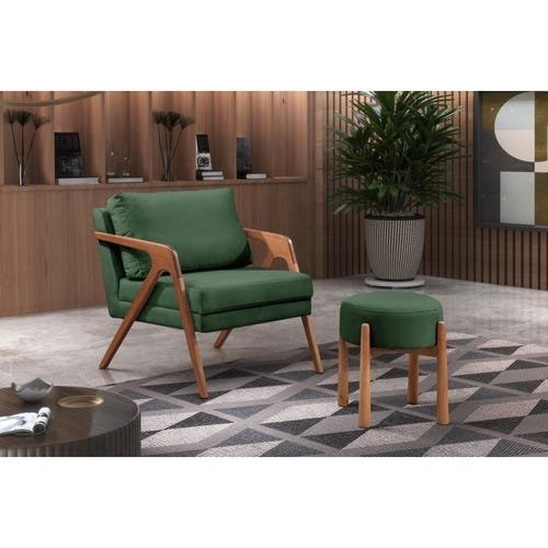 Poltrona Decorativa Mona Luxo Madeira Maciça Varias Cores:verde - 3