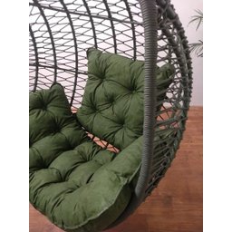 Balanço suspenso Macaipe em corda náutica e alumínio - Estofado Acquablock - Verde militar - 2