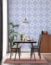 Ver imagem 4 de Papel de Parede Adesivo Arabesco Azul Minimalista 2,80m