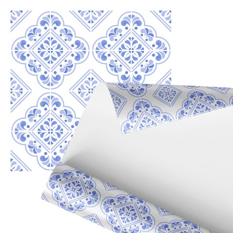 Papel de Parede Adesivo Arabesco Azul Minimalista 2,80m