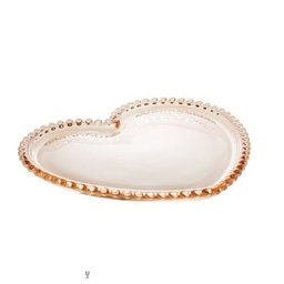 Conjunto 4 Pratos Cristal Coração Pearl Âmbar 18x15x2cm - 2