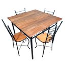 Ver imagem 1 de Conjunto de Jantar Industrial Rústico: Mesa Quadrada + 4 Cadeiras Compactas Tamanho 70x70cm
