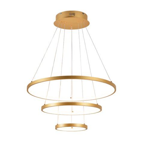 Pendente 3 Anéis Dourado 60cm Led 60w 3000k Bivolt Paris Luz