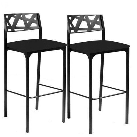 Kit 2 Banquetas Eliza Gourmet para Cozinha,bancada ou Area Externa Assento Preto-gat Magazine