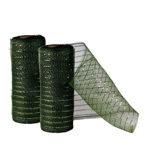 Kit 2 Telas Decorativa Natal Malha Tule Sisal Verde Fosco Premium 15cm x 5 Metros